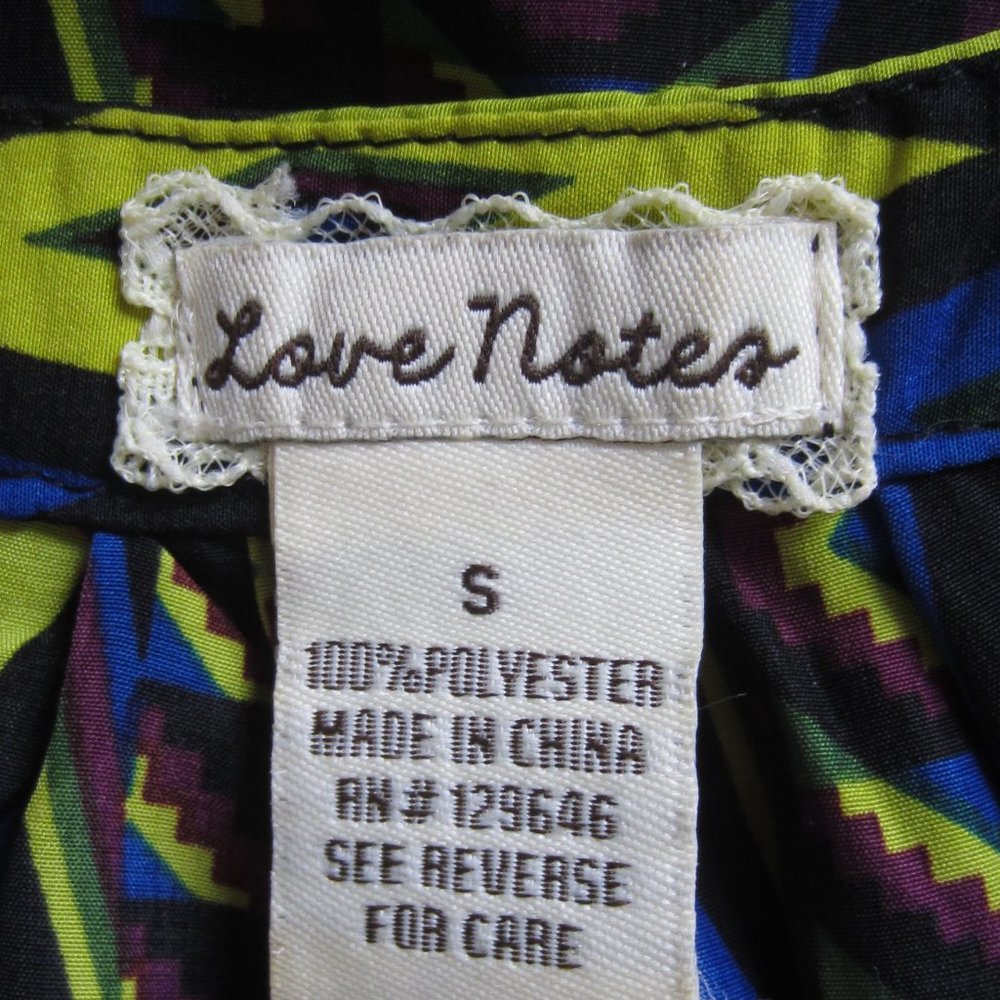 Sleeveless Summer Tunic Blouse by LOVE Note , Geometric pattern, size S - Picture 10 of 16